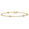 14k Complete 1/8 carat Bezel-set Diamond and Cable Chain 5-Station 7 inch Bracelet