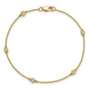 14k Complete 1/8 carat Bezel-set Diamond and Cable Chain 5-Station 7 inch Bracelet