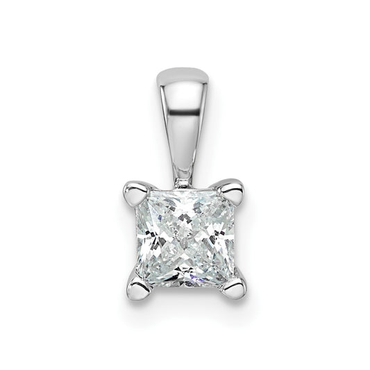14k White Gold 1/2 carat Lab Grown Diamond VS/SI+ G+ 18 inch 4 Prong Pendant Necklace