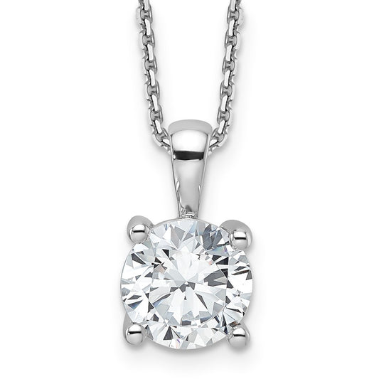 14kw 2ct Round Certified Lab Grown VS/SI FGH Dia Pendant with chain