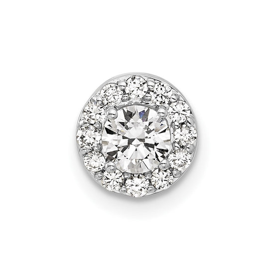 14k White Gold 1/2 carat Lab Grown Diamond VS/SI+ G+ Round Complete Halo Chain Slide Pendant