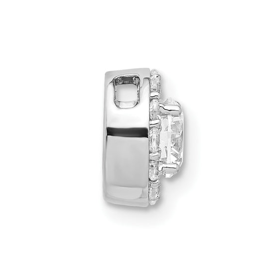 14k White Gold 3/4 carat Lab Grown Diamond VS/SI+ G+ Round Complete Halo Chain Slide Pendant