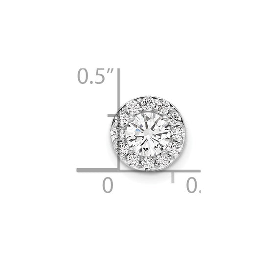 14k White Gold 3/4 carat Lab Grown Diamond VS/SI+ G+ Round Complete Halo Chain Slide Pendant