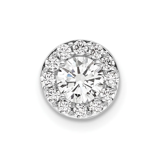 14k White Gold 3/4 carat Lab Grown Diamond VS/SI+ G+ Round Complete Halo Chain Slide Pendant