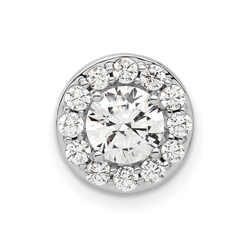 14k White Gold 1 carat Lab Grown Diamond VS/SI+ G+ Round Complete Halo Chain Slide Pendant