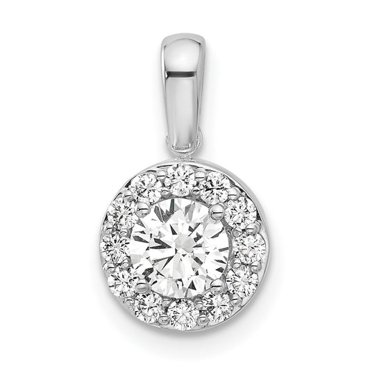 Gold Lab Grown Diamond Round Halo Pendant