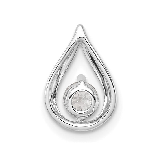 14k White Gold 1/4 carat Lab Grown Diamond VS/SI+ G+ Complete Teardrop Chain Slide Pendant
