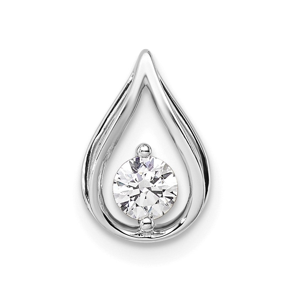 14k White Gold 1/4 carat Lab Grown Diamond VS/SI+ G+ Complete Teardrop Chain Slide Pendant