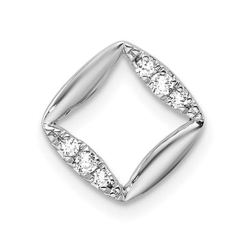 14k White Gold 1/15 carat Lab Grown Diamond VS/SI+ G+ Complete Square Chain Slide Pendant