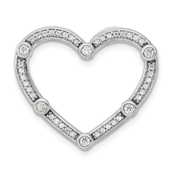 14k White Gold 1/3 carat Lab Grown Diamond VS/SI+ G+ Complete Open Heart Chain Slide Pendant