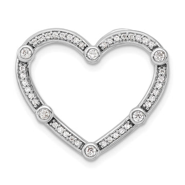 14k White Gold 1/3 carat Lab Grown Diamond VS/SI+ G+ Complete Open Heart Chain Slide Pendant