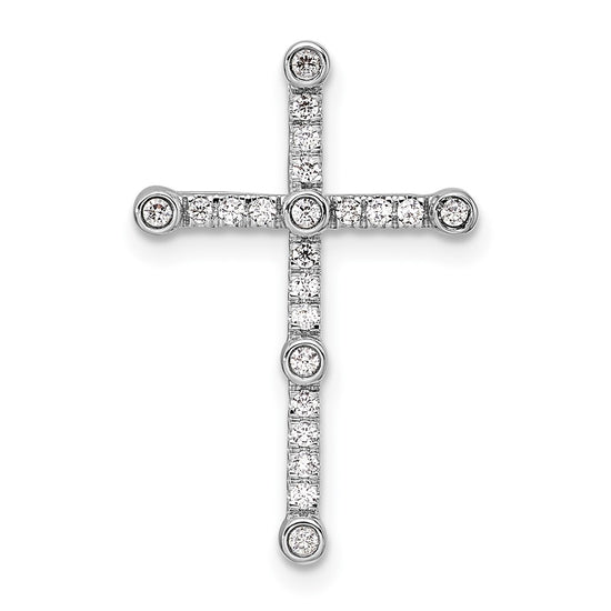 14k White Gold 1/5 carat Lab Grown Diamond VS/SI+ G+ Complete Cross Chain Slide Pendant