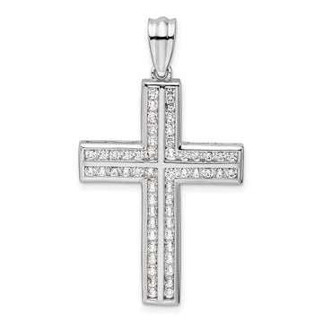 14k White Gold 1 carat Lab Grown Diamond VS/SI+ G+ Complete Double Cross Pendant