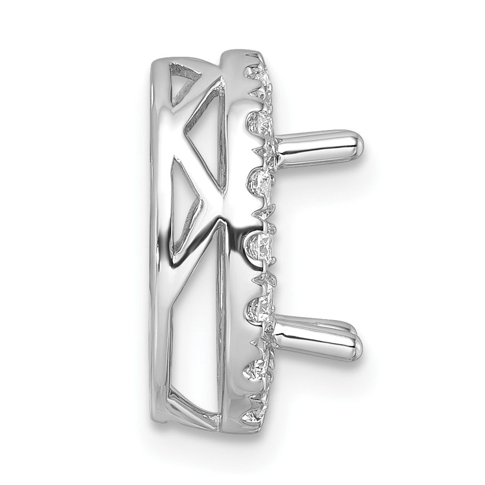 14k White Gold 1/2 carat Lab Grown Diamond VS/SI+ G+ Oval Semi Mount 9.9x6.9mm Center Halo Chain Slide Pendant