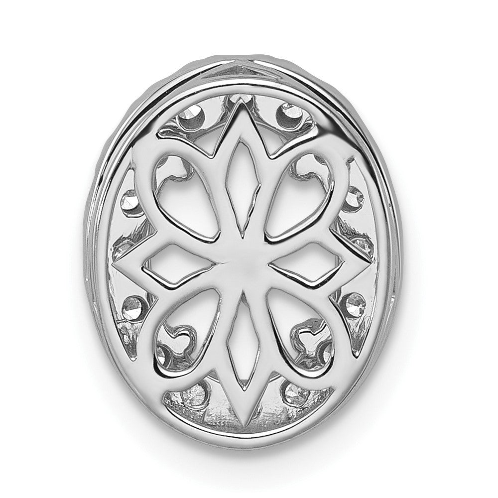 14k White Gold 1/2 carat Lab Grown Diamond VS/SI+ G+ Oval Semi Mount 9.9x6.9mm Center Halo Chain Slide Pendant