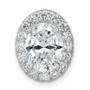 14k White Gold 1/2 carat Lab Grown Diamond VS/SI+ G+ Oval Semi Mount 9.9x6.9mm Center Halo Chain Slide Pendant