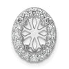14k White Gold 1/2 carat Lab Grown Diamond VS/SI+ G+ Oval Semi Mount 9.9x6.9mm Center Halo Chain Slide Pendant