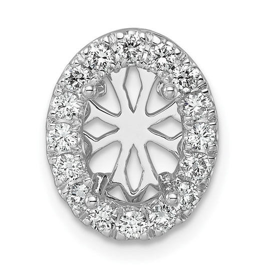 14k White Gold 1/2 carat Lab Grown Diamond VS/SI+ G+ Oval Semi Mount 9.9x6.9mm Center Halo Chain Slide Pendant