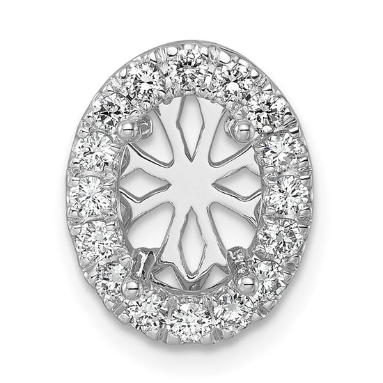 14k White Gold 1/2 carat Lab Grown Diamond VS/SI+ G+ Oval Semi Mount 9.9x6.9mm Center Halo Chain Slide Pendant