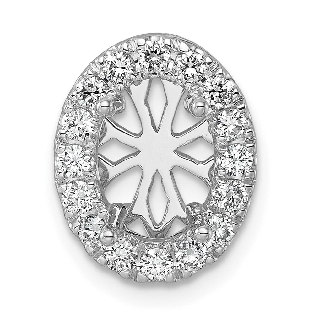 14k White Gold 1/2 carat Lab Grown Diamond VS/SI+ G+ Oval Semi Mount 9.9x6.9mm Center Halo Chain Slide Pendant