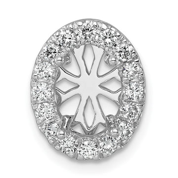14k White Gold 1/2 carat Lab Grown Diamond VS/SI+ G+ Oval Semi Mount 9.9x6.9mm Center Halo Chain Slide Pendant
