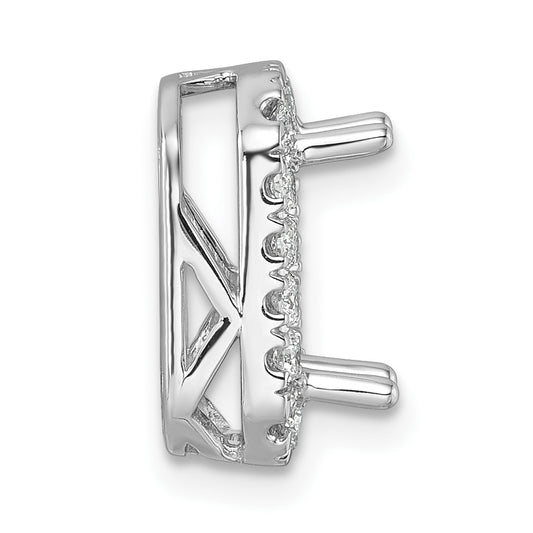 14k White Gold 1/2 carat Lab Grown Diamond VS/SI+ G+ Holds 2 carat Radiant Center Semi Mount Halo Chain Slide Pendant