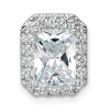 14k White Gold 1/2 carat Lab Grown Diamond VS/SI+ G+ Holds 2 carat Radiant Center Semi Mount Halo Chain Slide Pendant