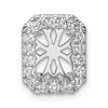 14k White Gold 1/2 carat Lab Grown Diamond VS/SI+ G+ Holds 2 carat Radiant Center Semi Mount Halo Chain Slide Pendant