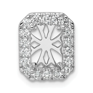 14k White Gold 1/2 carat Lab Grown Diamond VS/SI+ G+ Holds 2 carat Radiant Center Semi Mount Halo Chain Slide Pendant