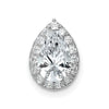 14k White Gold 3/8 carat Lab Grown Diamond VS/SI+ G+ Semi Mount Holds 10.7x7mm Pear Center Halo Chain Slide Pendant