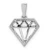 14k White Gold Diamond Gemstone-shape Pendant