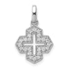 14k White Gold 1/4 carat Diamond Fancy Cross Pendant