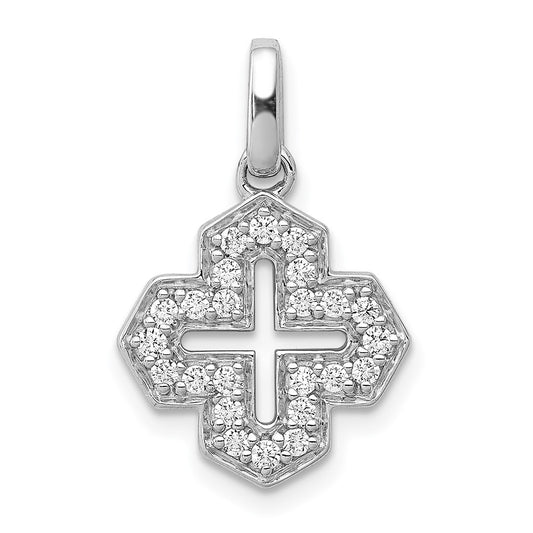 14k White Gold 1/4 carat Diamond Fancy Cross Pendant