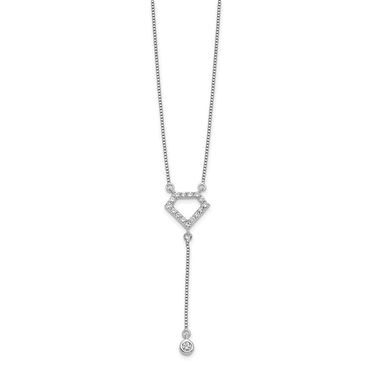 14k White Gold 1/4 carat Lab Grown Diamond VS/SI+ G+ Complete 18 inch Fashion Geometric Diamond Shape Dangle Necklace