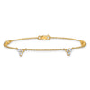 14k Complete 5/8 carat Diamond 3-Stone Cluster 4-Station 7 inch Bracelet