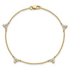 14k Complete 5/8 carat Diamond 3-Stone Cluster 4-Station 7 inch Bracelet