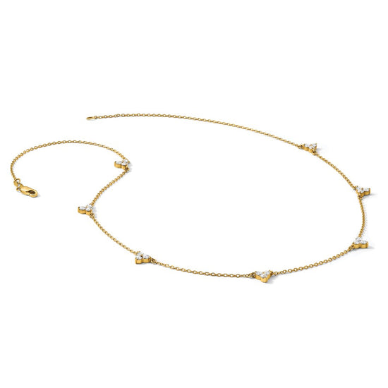 14k Complete 5/8 carat Diamond 3-Stone Cluster 4-Station 7 inch Bracelet