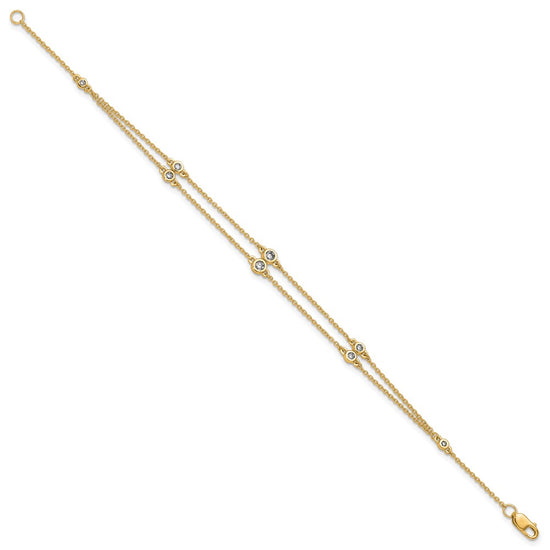 14k Complete 1/4 carat Diamond Multi-Station Double Strand 7 inch Bracelet