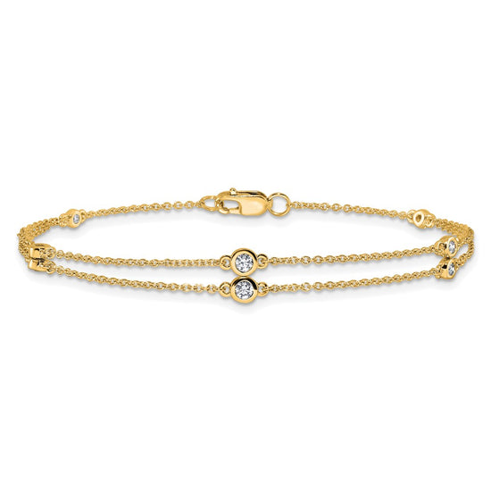 14k Complete 1/4 carat Diamond Multi-Station Double Strand 7 inch Bracelet