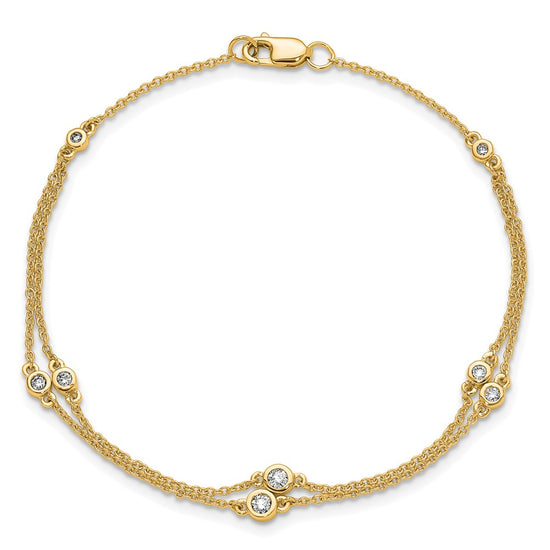 14k Complete 1/4 carat Diamond Multi-Station Double Strand 7 inch Bracelet