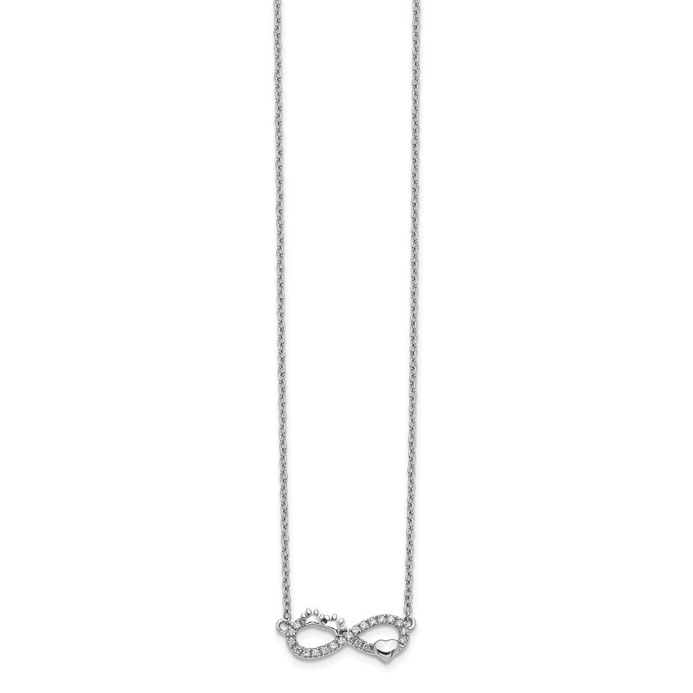 14k White Gold 1/10 carat Diamond Infinity with Pawprint and Heart 18 inch Necklace