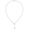 14k White Gold 1/15 carat Diamond Heart with Dangle 18 inch Lariat Necklace