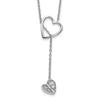 14k White Gold 1/15 carat Diamond Heart with Dangle 18 inch Lariat Necklace