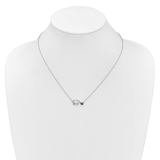 14k White Gold 1/20 carat Black Diamond Mother and Baby Bear 18 in Necklace