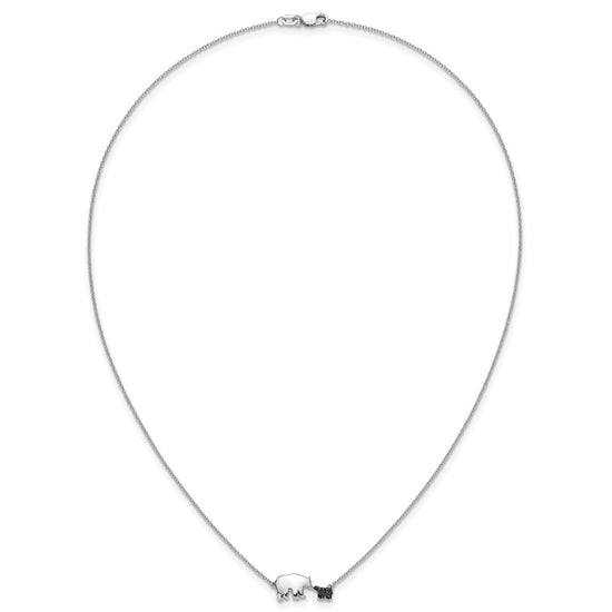 14k White Gold 1/20 carat Black Diamond Mother and Baby Bear 18 in Necklace