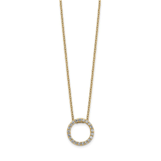 14k Polished 1/4 carat Diamond Circle 18 inch Necklace