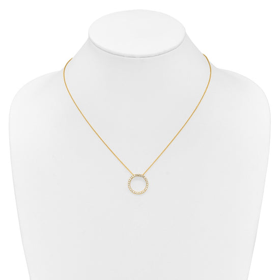 14k Polished 1/2 carat Diamond Circle 18 inch Necklace