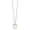 14k Two-tone 1/10 carat Diamond Butterfly 18 inch Necklace