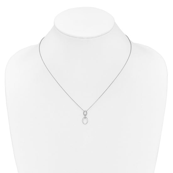 14k White Gold 1/20 carat Diamond Oval Pendant 18 inch Necklace