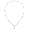 14k White Gold 1/20 carat Diamond Oval Pendant 18 inch Necklace